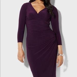 Ralph Lauren Matte Jersey Surplice Dress Plum 14